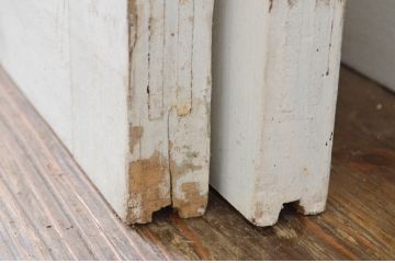 アンティーク建具　ペイント仕上げ限定　レトロな空間づくりにおすすめな古い学校のガラス戸2枚セット(引き戸)(R-068708)