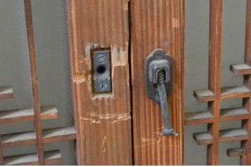 アンティーク建具　上品な和の空間を演出させる組子入りガラス窓2枚セット(引き戸、ガラス戸)(R-068711)