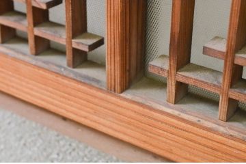 アンティーク建具　上品な和の空間を演出させる組子入りガラス窓2枚セット(引き戸、ガラス戸)(R-068711)