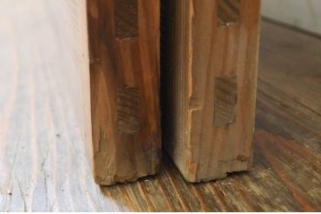 アンティーク建具　上品な和の空間を演出させる組子入りガラス窓2枚セット(引き戸、ガラス戸)(R-068711)