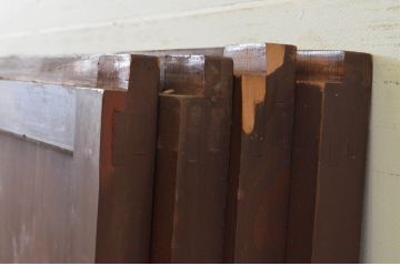 アンティーク建具　古民家スタイルにおすすめの漆塗り舞良戸4枚セット(板戸、引き戸)(R-068713)