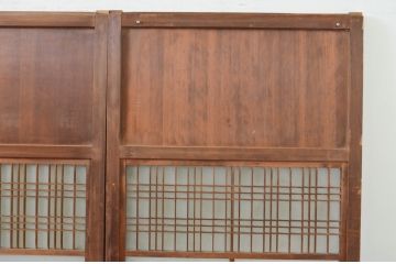 アンティーク建具　風情のある佇まいが魅力的な格子入りガラス帯戸4枚セット(引き戸、ガラス戸)(R-068714)