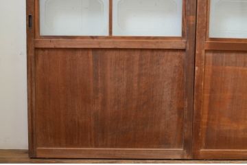 アンティーク建具　風情のある佇まいが魅力的な格子入りガラス帯戸4枚セット(引き戸、ガラス戸)(R-068714)