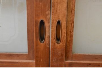 アンティーク建具　風情のある佇まいが魅力的な格子入りガラス帯戸4枚セット(引き戸、ガラス戸)(R-068714)