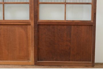 アンティーク建具　風情のある佇まいが魅力的な格子入りガラス帯戸4枚セット(引き戸、ガラス戸)(R-068714)