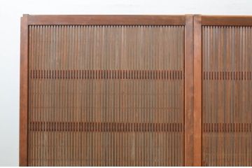 アンティーク建具　どこか懐かしい空気を醸し出す裏障子付き格子戸3枚セット(引き戸、障子戸、ガラス帯戸)(R-068715)