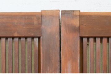 アンティーク建具　どこか懐かしい空気を醸し出す裏障子付き格子戸3枚セット(引き戸、障子戸、ガラス帯戸)(R-068715)