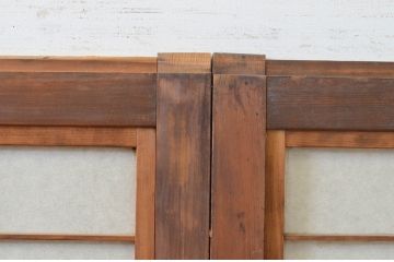 アンティーク建具　どこか懐かしい空気を醸し出す裏障子付き格子戸3枚セット(引き戸、障子戸、ガラス帯戸)(R-068715)