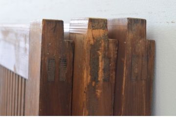 アンティーク建具　どこか懐かしい空気を醸し出す裏障子付き格子戸3枚セット(引き戸、障子戸、ガラス帯戸)(R-068715)