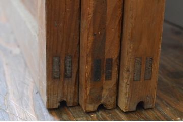 アンティーク建具　どこか懐かしい空気を醸し出す裏障子付き格子戸3枚セット(引き戸、障子戸、ガラス帯戸)(R-068715)
