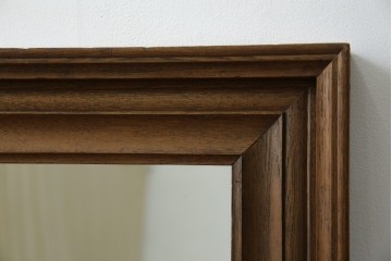 和製アンティーク　大正ロマン　古い欅(ケヤキ)材のフレームがシンプルなデザインで取り入れやすいウォールミラー　(R-068716)