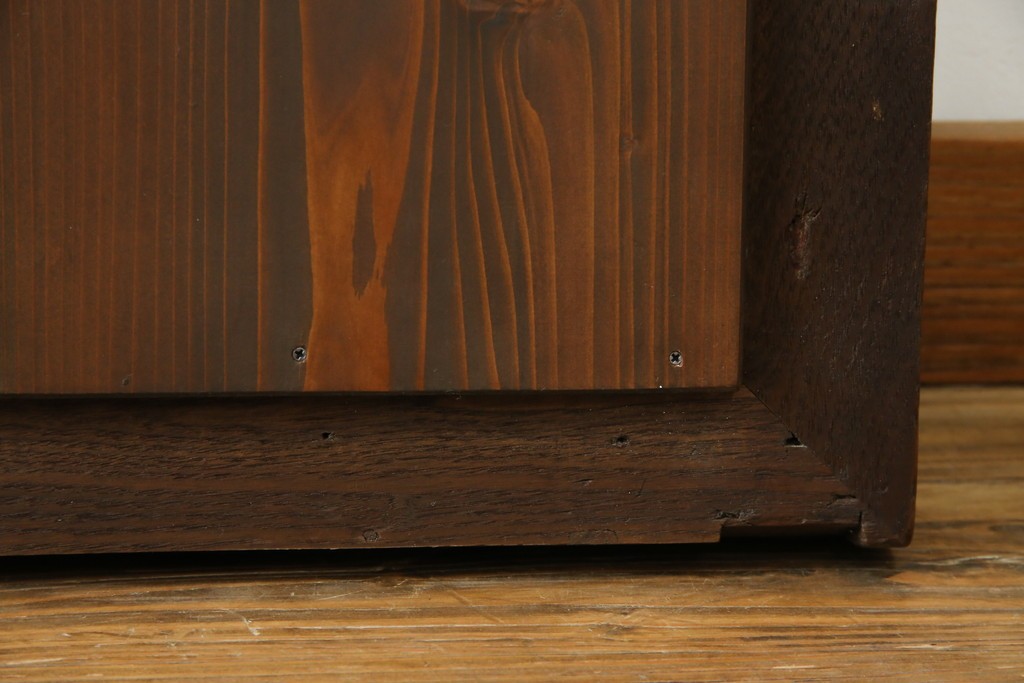 和製アンティーク　大正ロマン　古い欅(ケヤキ)材のフレームがシンプルなデザインで取り入れやすいウォールミラー　(R-068716)