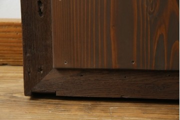 和製アンティーク　大正ロマン　古い欅(ケヤキ)材のフレームがシンプルなデザインで取り入れやすいウォールミラー　(R-068716)