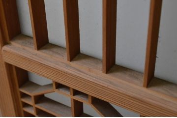 アンティーク建具　片面ガラス　落ち着いた和の雰囲気を演出する組子入り書院戸2枚セット(引き戸、ガラス戸、窓)(R-068718)