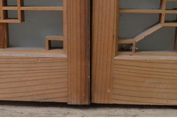 アンティーク建具　片面ガラス　落ち着いた和の雰囲気を演出する組子入り書院戸2枚セット(引き戸、ガラス戸、窓)(R-068718)