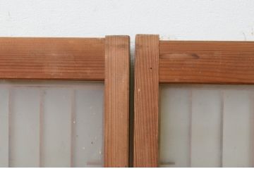 アンティーク建具　片面ガラス　落ち着いた和の雰囲気を演出する組子入り書院戸2枚セット(引き戸、ガラス戸、窓)(R-068718)