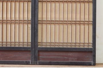 アンティーク建具　黒枠　上質な和の空間を演出する書院障子戸2枚セット(引き戸、書院戸、窓)(R-068719)
