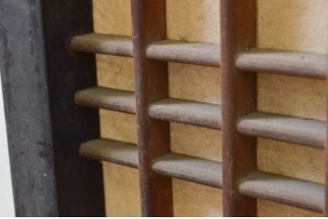 アンティーク建具　黒枠　上質な和の空間を演出する書院障子戸2枚セット(引き戸、書院戸、窓)(R-068719)