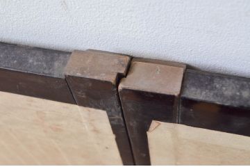 アンティーク建具　黒枠　上質な和の空間を演出する書院障子戸2枚セット(引き戸、書院戸、窓)(R-068719)