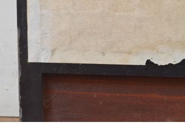 アンティーク建具　黒枠　上質な和の空間を演出する書院障子戸2枚セット(引き戸、書院戸、窓)(R-068719)
