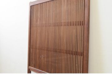 アンティーク建具　和の風情を感じられる裏障子付き格子戸1枚(引き戸、障子戸、ガラス帯戸)(R-068720)
