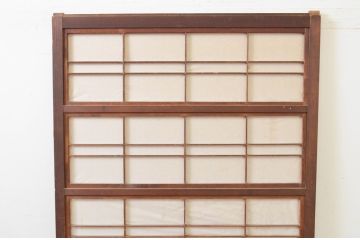 アンティーク建具　和の風情を感じられる裏障子付き格子戸1枚(引き戸、障子戸、ガラス帯戸)(R-068720)