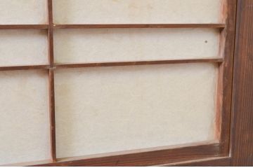 アンティーク建具　和の風情を感じられる裏障子付き格子戸1枚(引き戸、障子戸、ガラス帯戸)(R-068720)