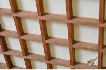 アンティーク建具　落ち着いた和の雰囲気を演出する幅狭障子帯戸4枚セット(引き戸、障子戸)(R-068721)