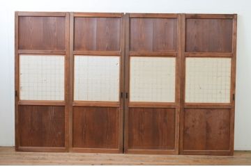 アンティーク建具　落ち着いた和の雰囲気を演出する幅狭障子帯戸4枚セット(引き戸、障子戸)(R-068721)