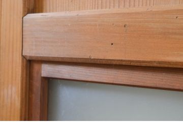 アンティーク建具　落ちついた和の空間を演出する幅狭ガラス帯戸4枚セット(引き戸、ガラス戸)(R-068724)