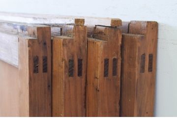 アンティーク建具　落ちついた和の空間を演出する幅狭ガラス帯戸4枚セット(引き戸、ガラス戸)(R-068724)