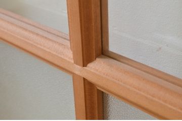 ビンテージ建具　昭和レトロ　マス目(升目)　どこか懐かしい佇まいが魅力のガラス戸2枚セット(引き戸、ヴィンテージ)(R-068725)