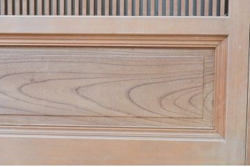 アンティーク建具　希少!!　珍品　高級品!!　和の空間を演出する幅広無双格子戸2枚セット(引き戸、帯戸)(R-068726)