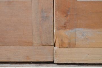 アンティーク建具　希少!!　珍品　高級品!!　和の空間を演出する幅広無双格子戸2枚セット(引き戸、帯戸)(R-068726)