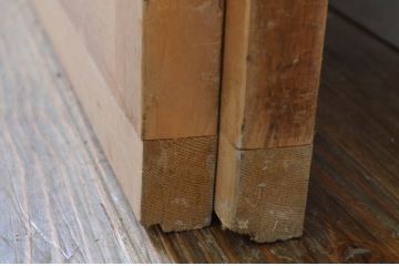 アンティーク建具　希少!!　珍品　高級品!!　和の空間を演出する幅広無双格子戸2枚セット(引き戸、帯戸)(R-068726)