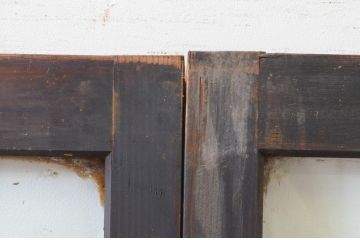 アンティーク建具　大正ロマン　経年を感じさせる木味が魅力のガラス戸2枚セット(引き戸)(R-068727)