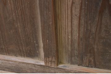 アンティーク建具　大正ロマン　経年を感じさせる木味が魅力のガラス戸2枚セット(引き戸)(R-068727)