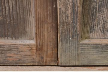 アンティーク建具　大正ロマン　経年を感じさせる木味が魅力のガラス戸2枚セット(引き戸)(R-068727)