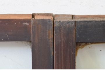アンティーク建具　大正ロマン　経年を感じさせる木味が魅力のガラス戸2枚セット(引き戸)(R-068727)
