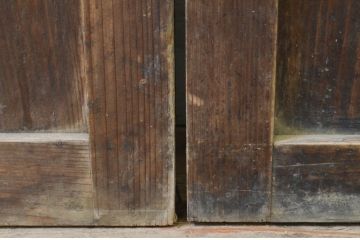 アンティーク建具　大正ロマン　経年を感じさせる木味が魅力のガラス戸2枚セット(引き戸)(R-068727)