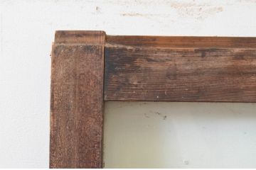アンティーク建具　大正ロマン　経年を感じさせる木味が魅力のガラス窓1枚(引き戸、ガラス戸)(R-068728)