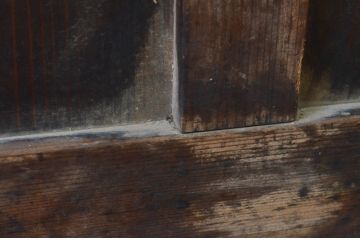 アンティーク建具　大正ロマン　経年を感じさせる木味が魅力のガラス窓1枚(引き戸、ガラス戸)(R-068728)