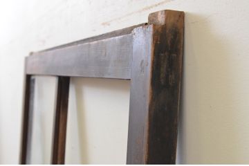 アンティーク建具　大正ロマン　経年を感じさせる木味が魅力のガラス窓1枚(引き戸、ガラス戸)(R-068728)