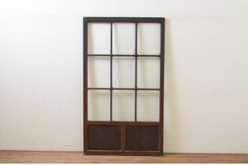 アンティーク建具　どこか懐かしい雰囲気が漂うマス目(升目)のガラス戸1枚(引き戸)(R-068729)
