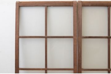 アンティーク建具　和モダンな空間づくりにおすすめの幅狭ガラス戸2枚セット(引き戸、ガ格子戸)(R-068731)