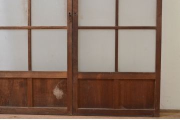アンティーク建具　和モダンな空間づくりにおすすめの幅狭ガラス戸2枚セット(引き戸、ガ格子戸)(R-068731)