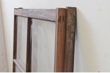 アンティーク建具　レトロな雰囲気漂うガラス窓2枚セット(引き戸、ガラス戸)(R-068732)
