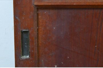 アンティーク建具　総欅(ケヤキ)材　漆塗りが美しい格子蔵戸1枚(引き戸、格子戸、玄関戸)(R-068733)