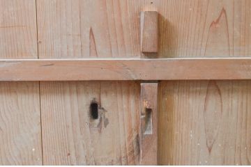 アンティーク建具　杉材　和モダンな空間づくりにおすすめの蔵戸1枚(玄関戸、板戸、引き戸)(R-068734)
