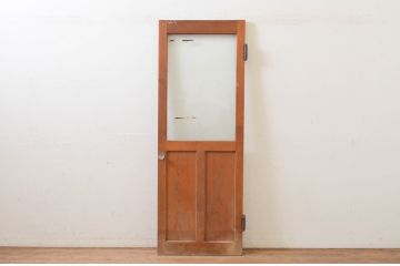 アンティーク建具　ナチュラルな風合いが温かみを感じるガラスドア1枚(木製扉)(R-068737)
